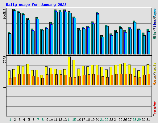 Daily usage for January 2023