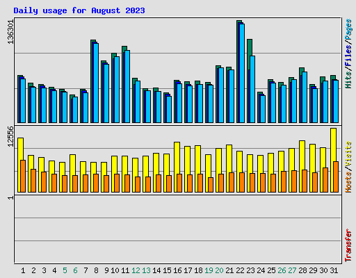 Daily usage for August 2023